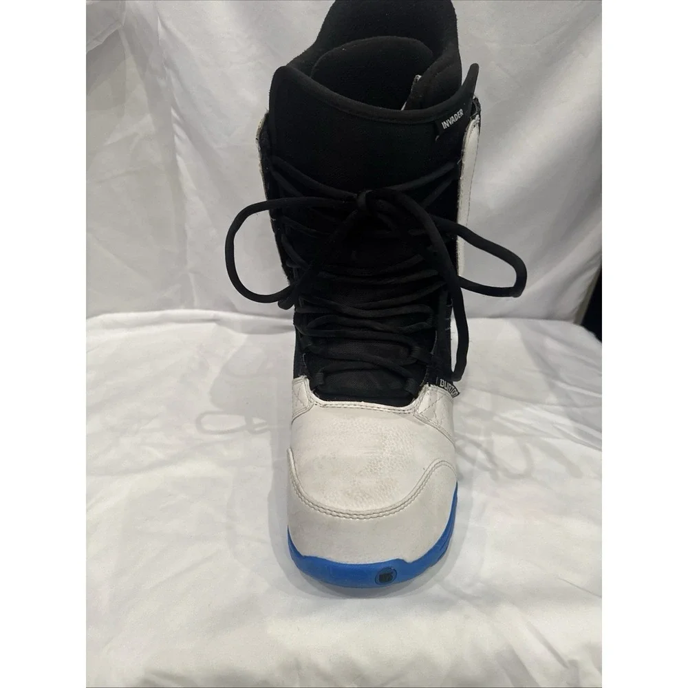 Burton Invader Snowboard Boots Men's Size 12 White Blue Lace Up Soft Flex